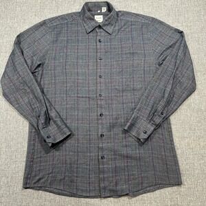 HAUPT GERMANY Men's Regular Fit Herringbone Button Down Shirt Size M Plaid